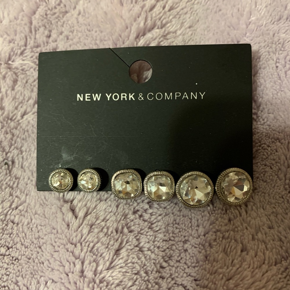 Ny&Co earrings. 3 pair of rhinestone stud earrings